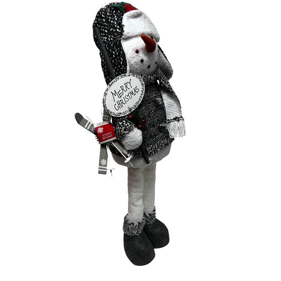 Christmas House Standing Skiing Snowman Merry Christmas Figure Decoration New - Picture 3 of 13